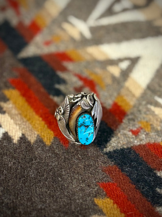 Vintage Claw and Turquoise Ring