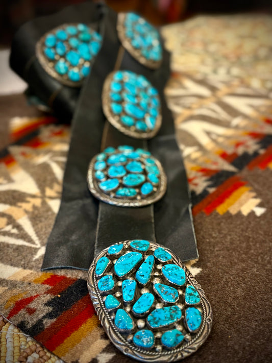Vintage Turquoise Cluster Concho Belt