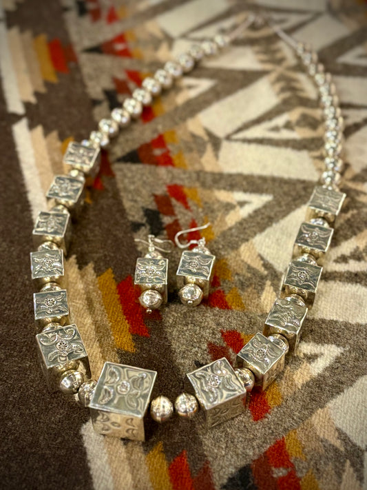 Unique Square Navajo Beads and Earrings