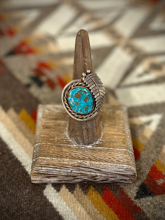 Turquoise and Leaf Ring