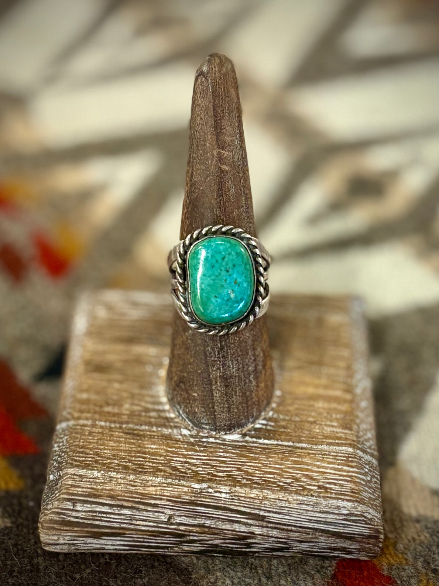 Square Turquoise Ring with Rope Bezel