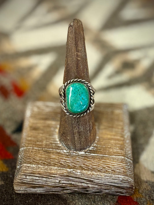 Square Turquoise Ring with Rope Bezel