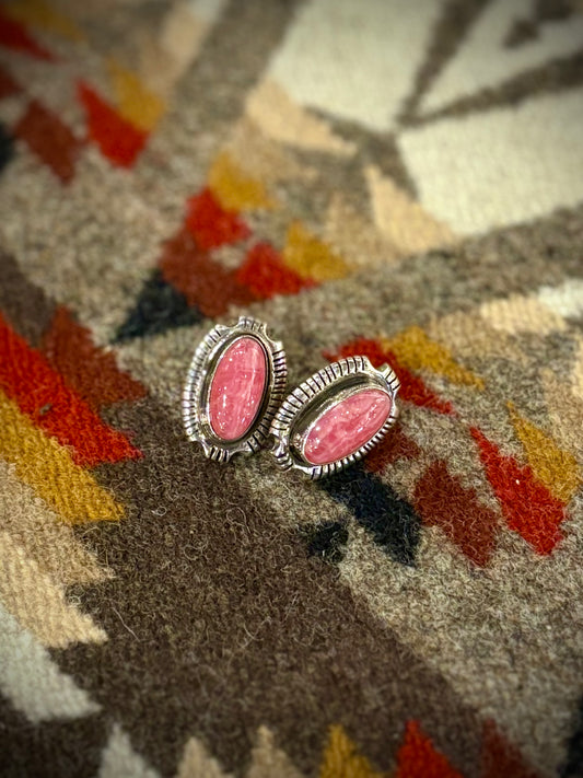 Pink Stone Stud Earrings