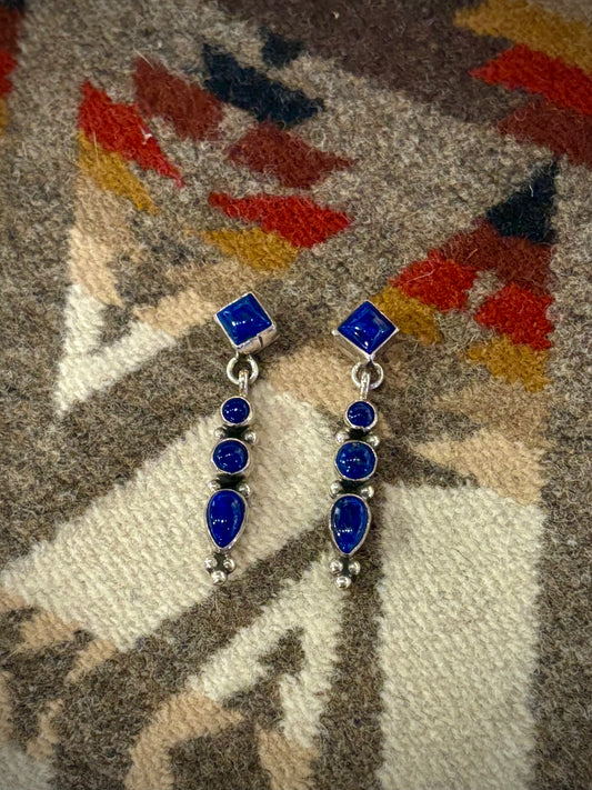 Lapis Tower Dangling Earrings