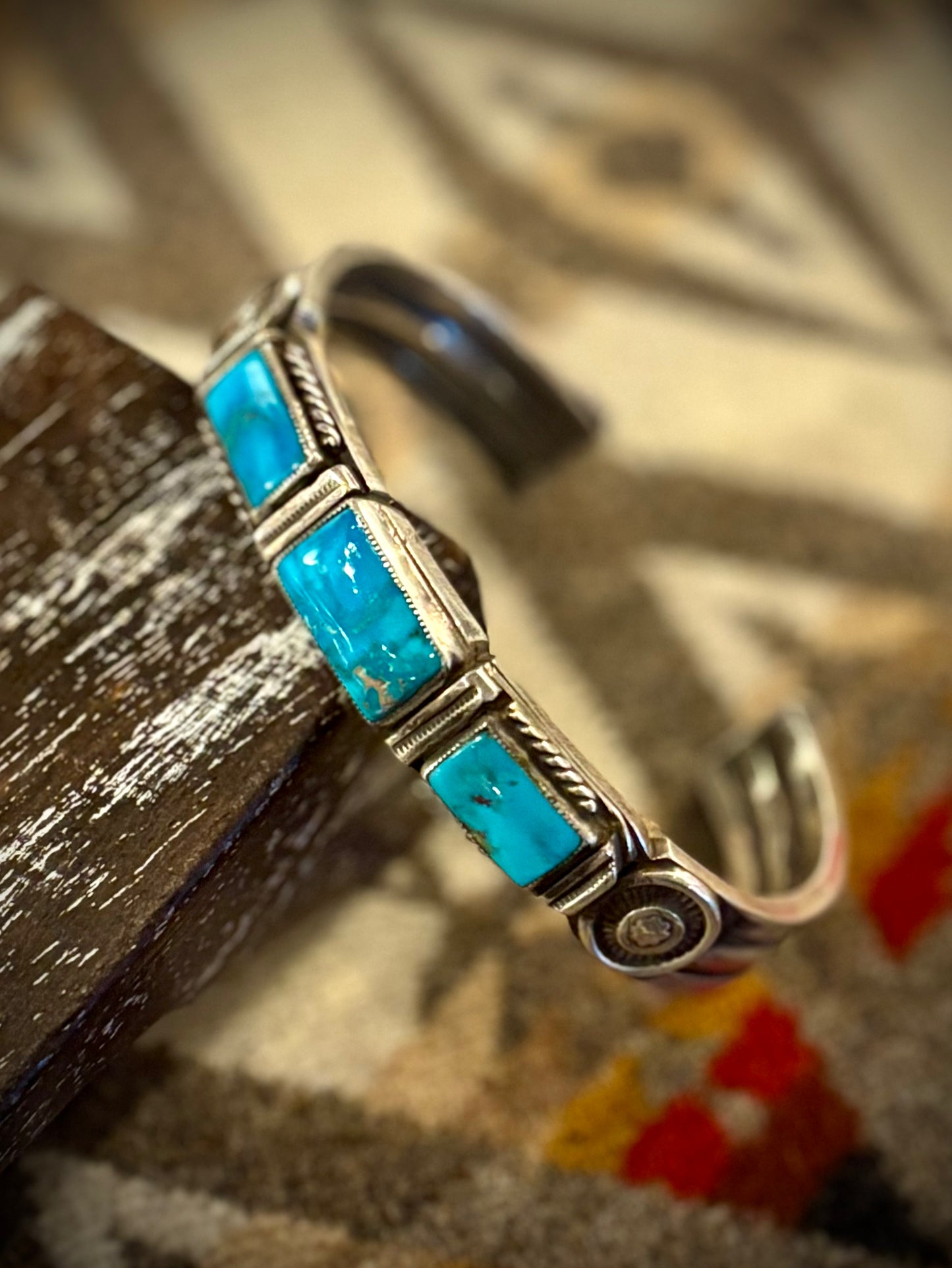 Three Stone Handmade Turquoise Cuff
