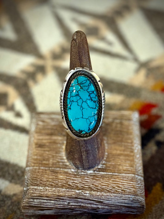 Long Oval Veiny Turquoise Ring