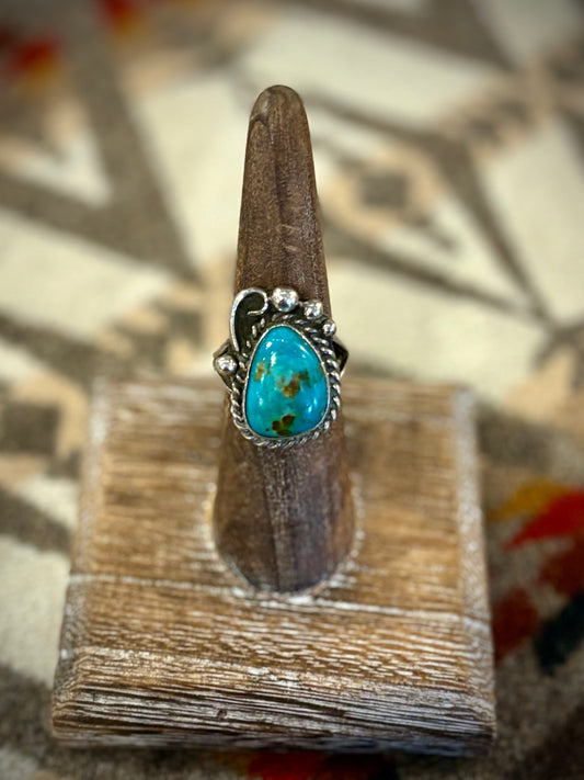 Rope and Dot Turquoise Ring