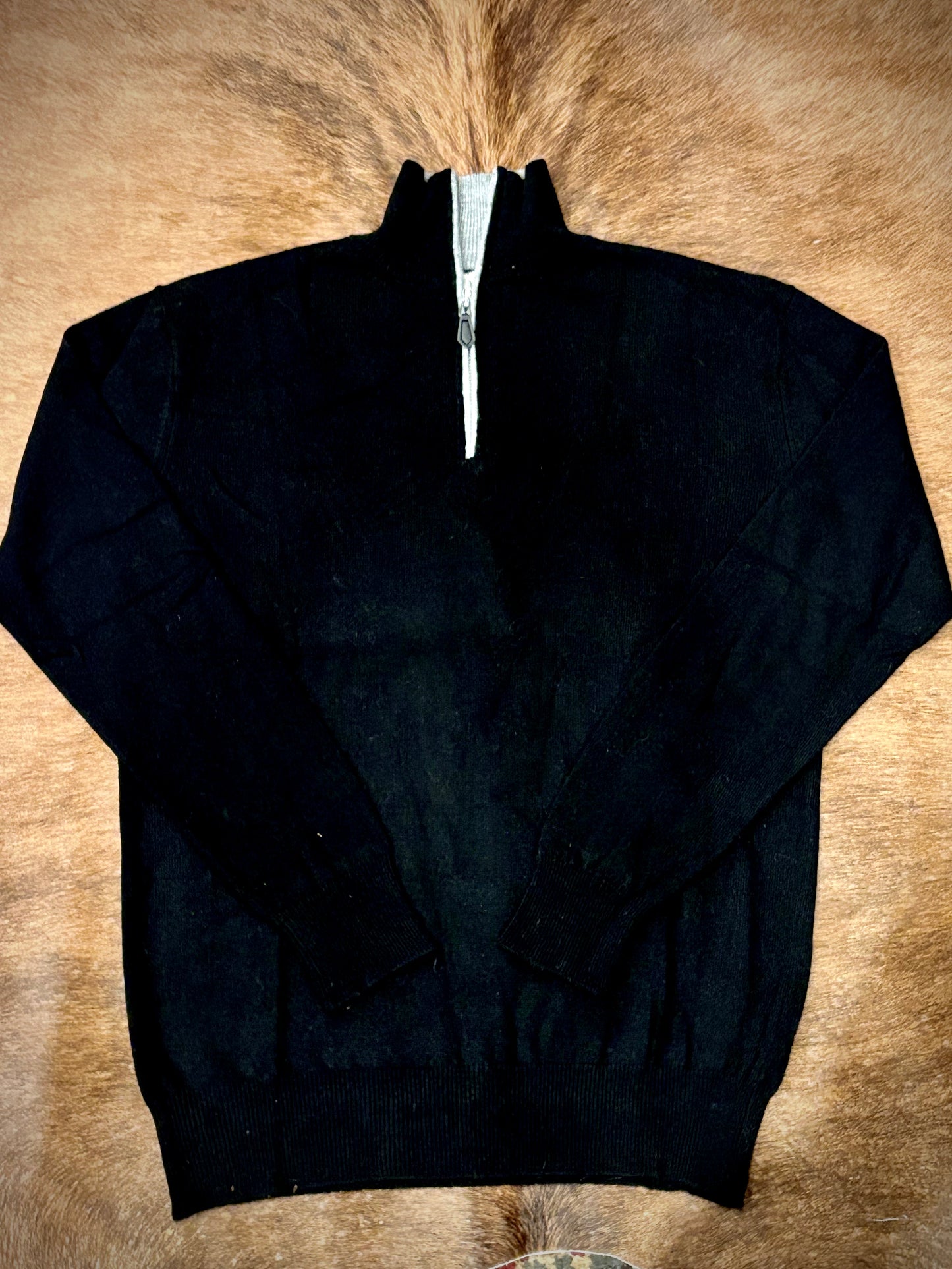 Men's Black Quarter Zip Cashmere Sweater
