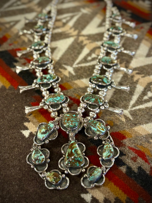 Unique Turquoise Stone Squash Blossom