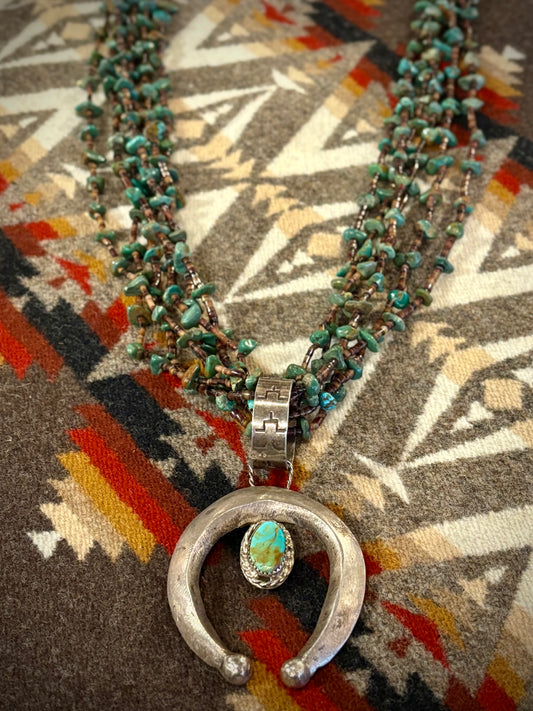 Turquoise and Heishi Necklace with Naja