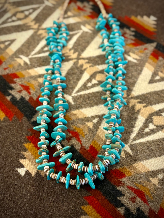Two Strand Turquoise and Heishi Necklace