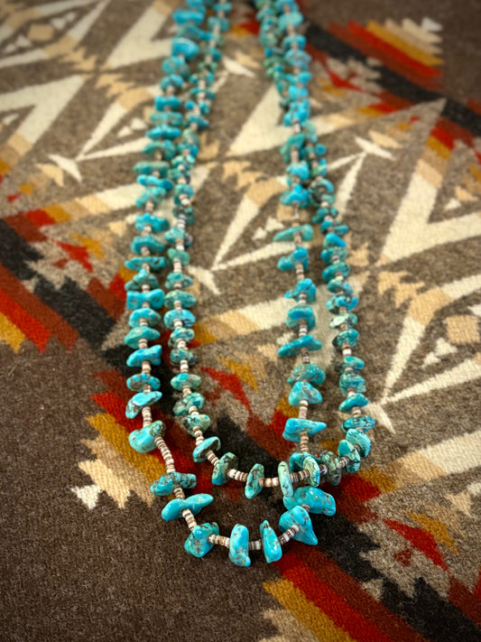 Green Turquoise and Heishi Necklace