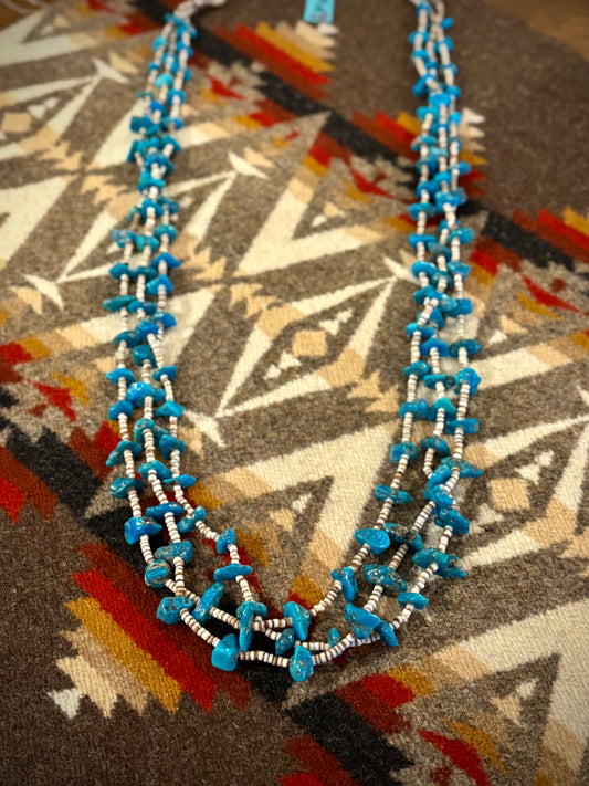 Blue Turquoise and Heishi Necklace
