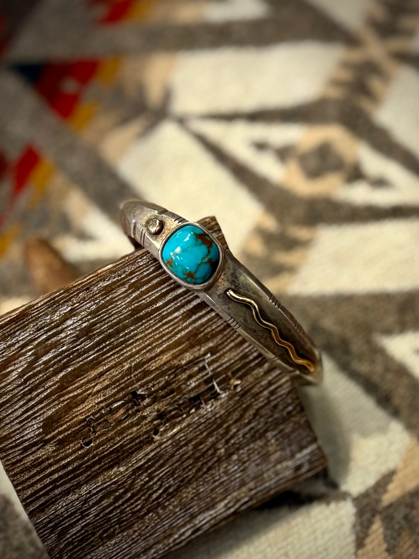 14k Gold and Silver Turquoise Cuff