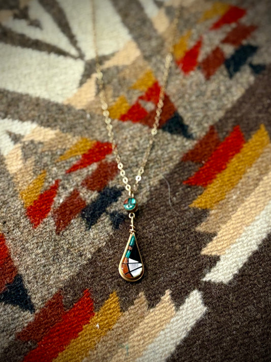 14k Gold and Silver Turquoise Necklace