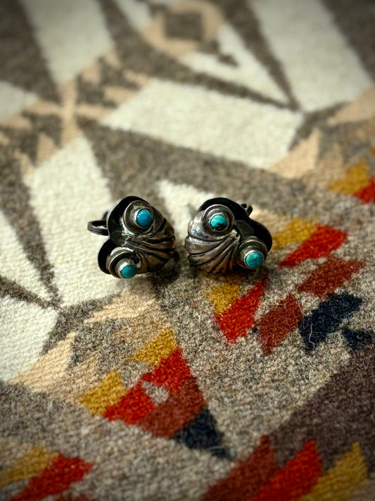 Vintage Eye Turquoise Screw-On Earrings