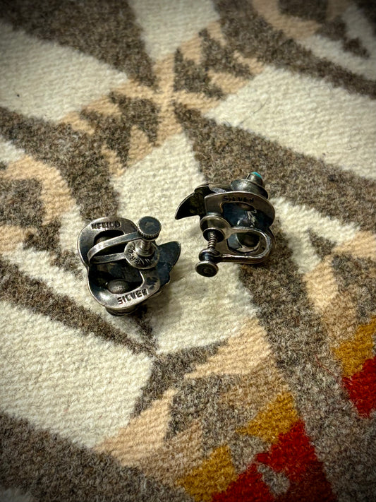 Vintage Eye Turquoise Screw-On Earrings