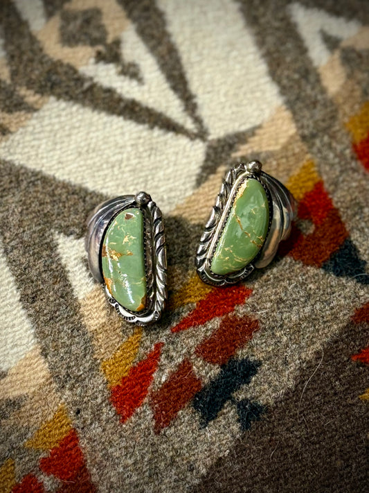 Green Turquoise Leaf Earrings