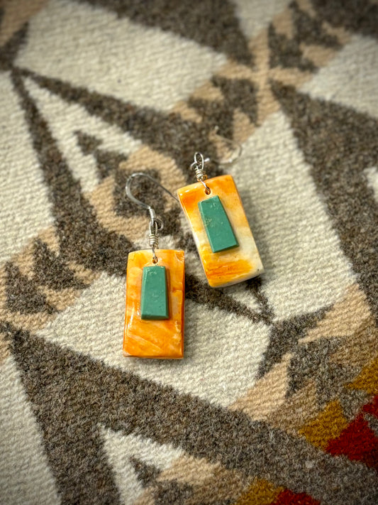 Spiny Oyster and Turquoise Earrings
