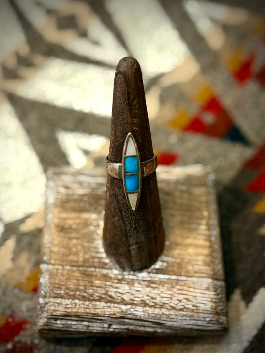 Turquoise and Mother of Pearl Inlay Ring