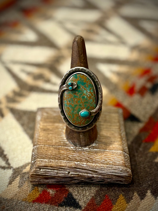 Green Turquoise Snake Statement Ring