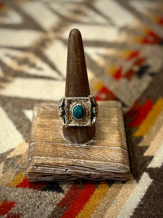 Mens Dark Turquoise Sterling Ring