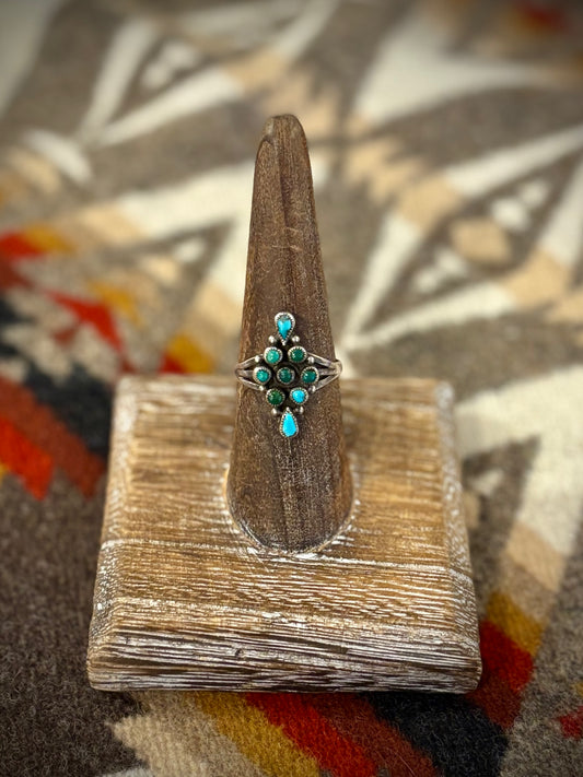 Vintage Two-Toned Delicate Turquoise Ring