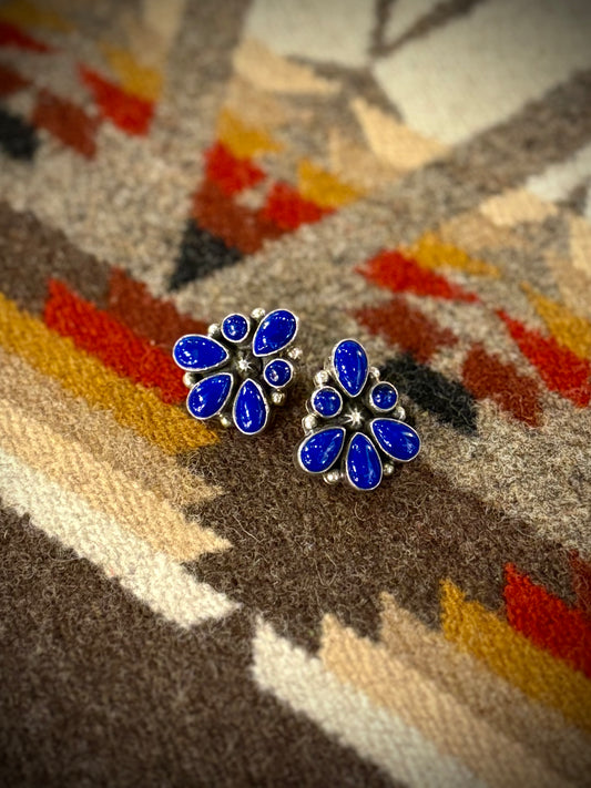 Lapis Flower Earrings