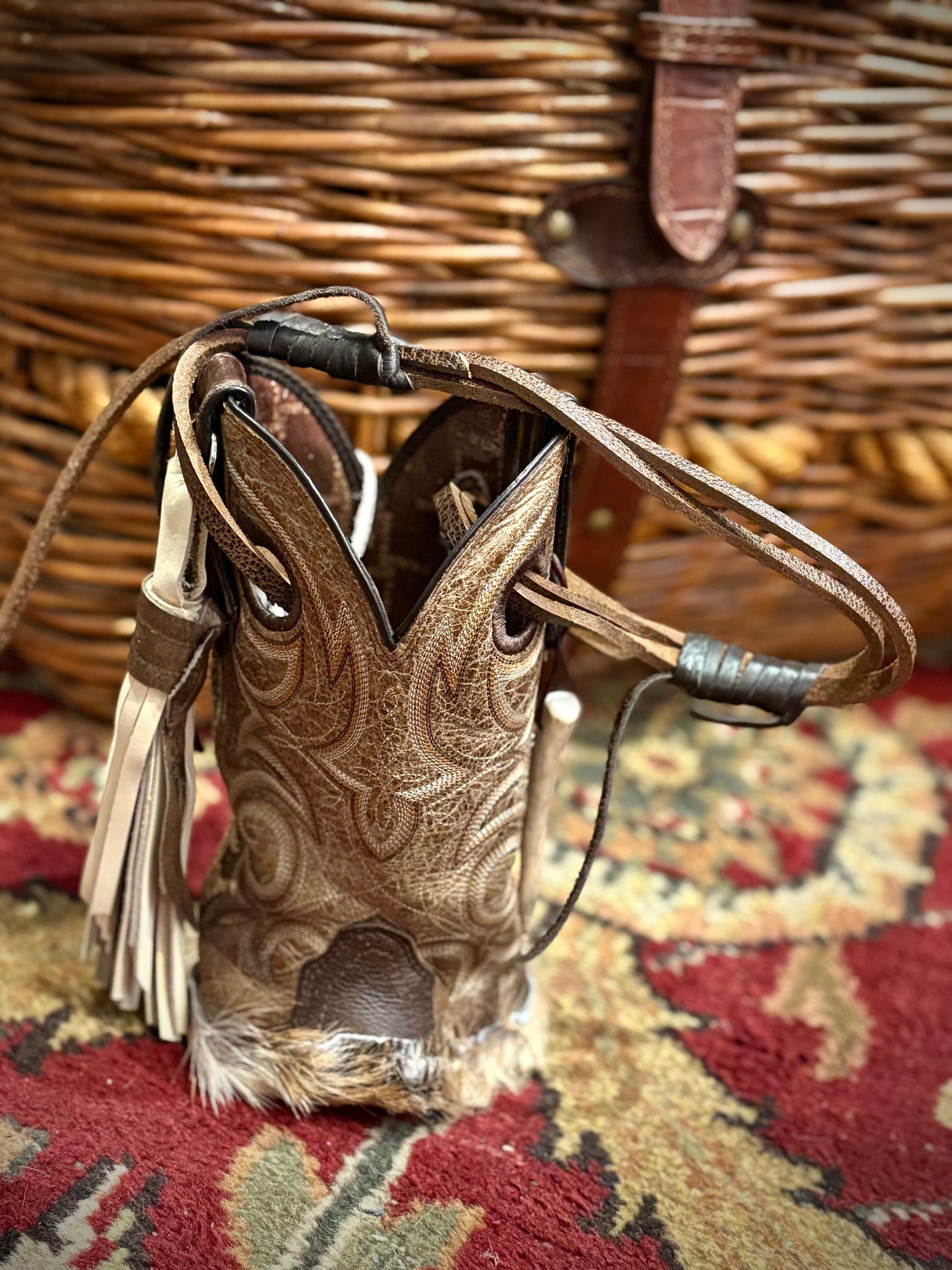 Cowboy Boot Wine Tote- Trulli Leathers