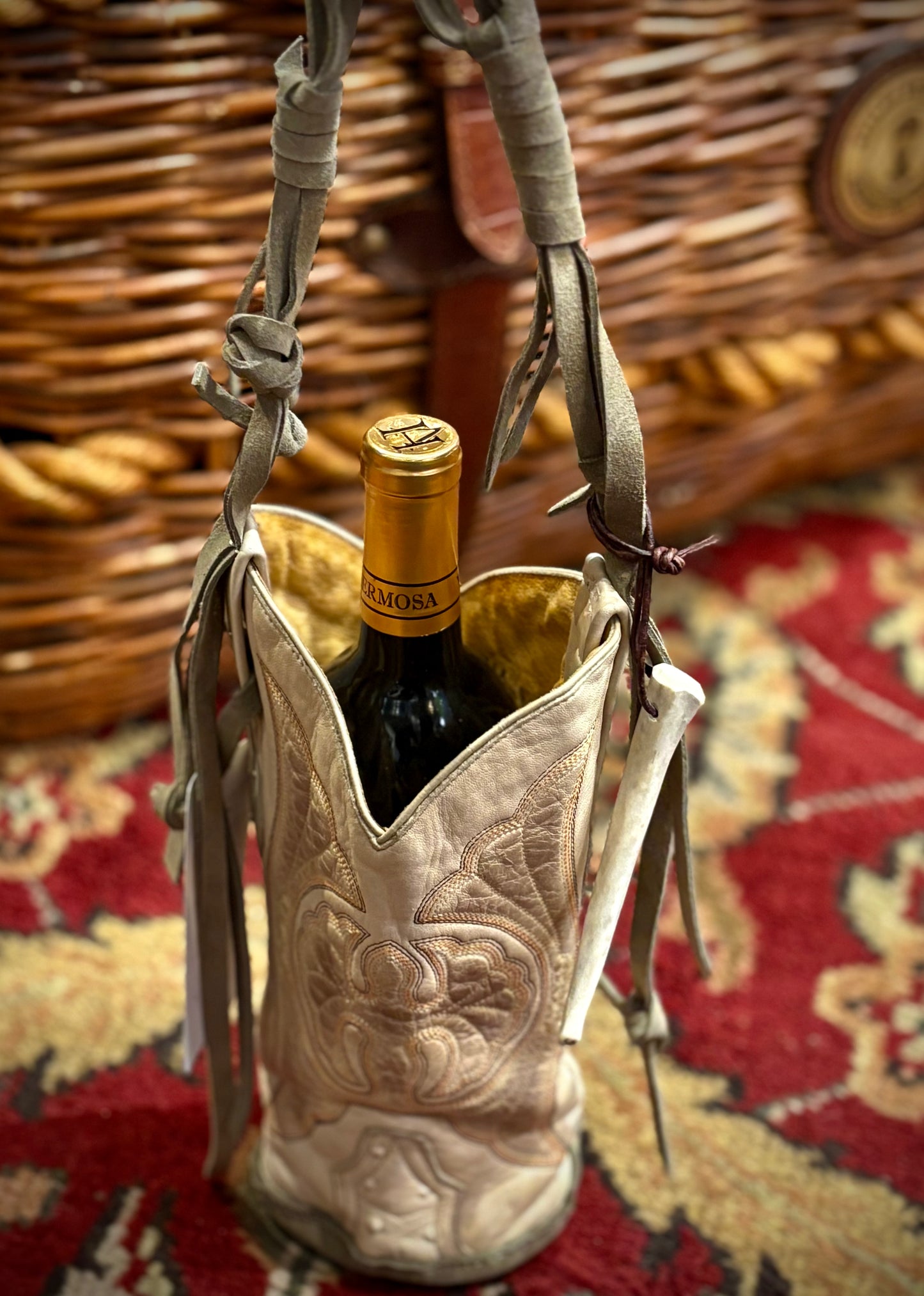 Cowboy Boot Wine Tote- Trulli Leathers