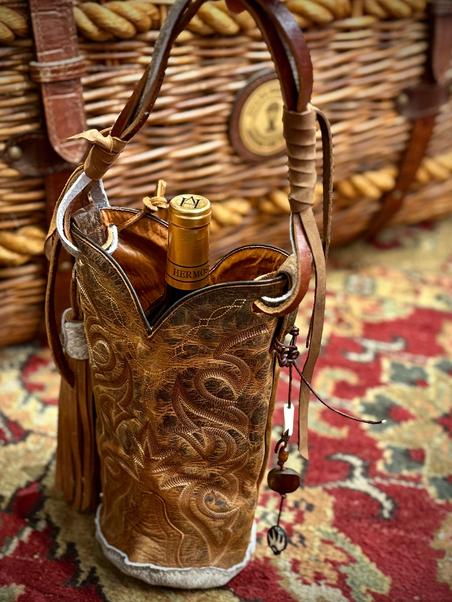 Cowboy Boot Wine Tote- Trulli Leathers