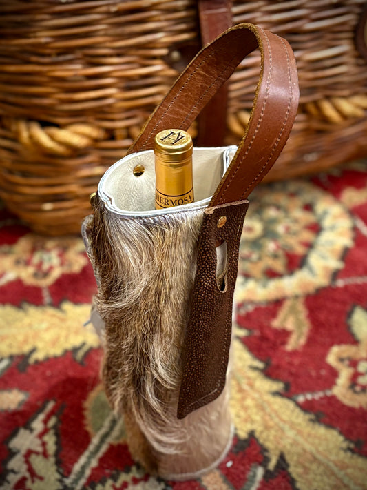 Goat Hide Wine Tote- Trulli Leathers