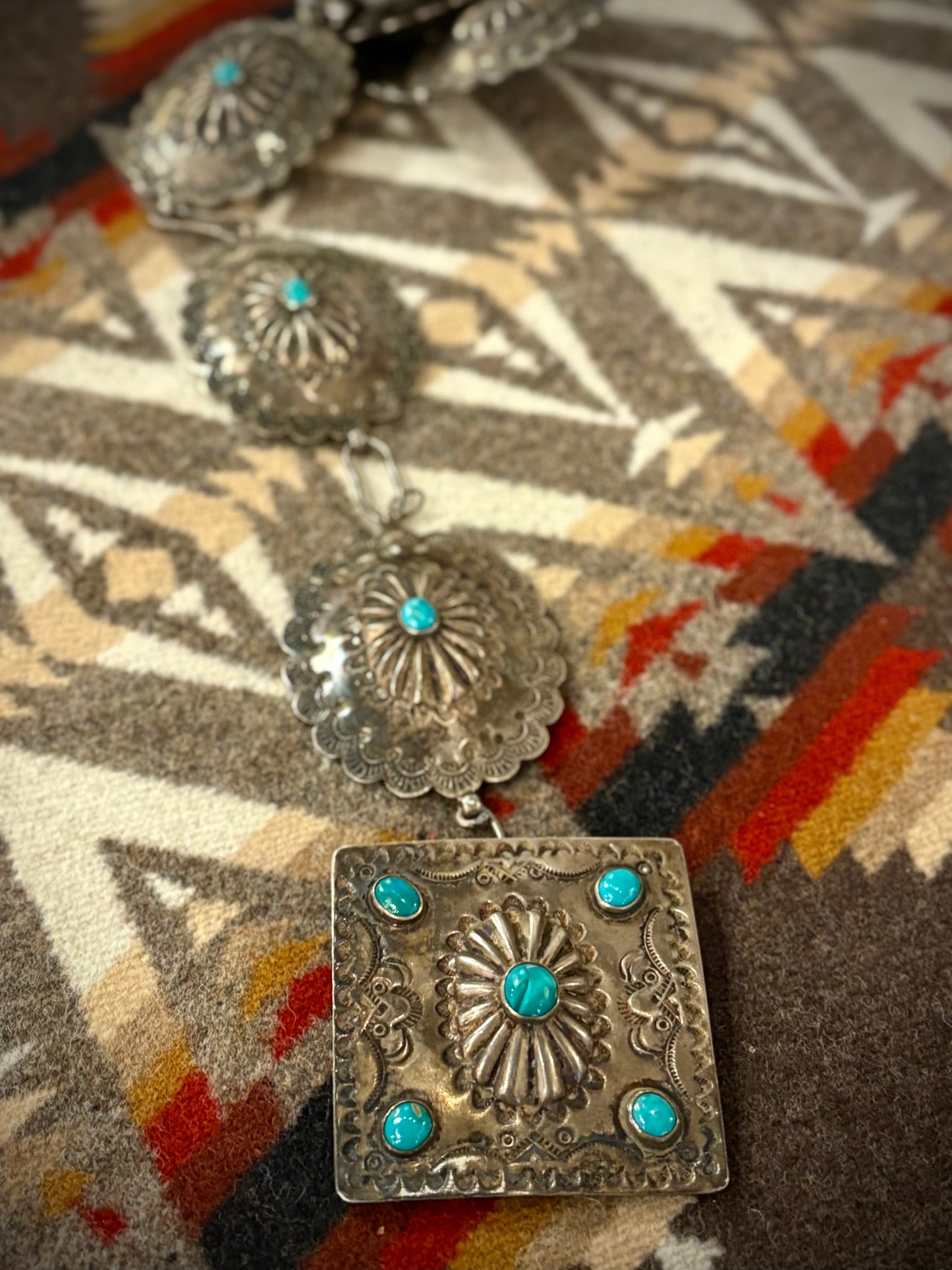 Sterling Silver and Turquoise Concho Belt
