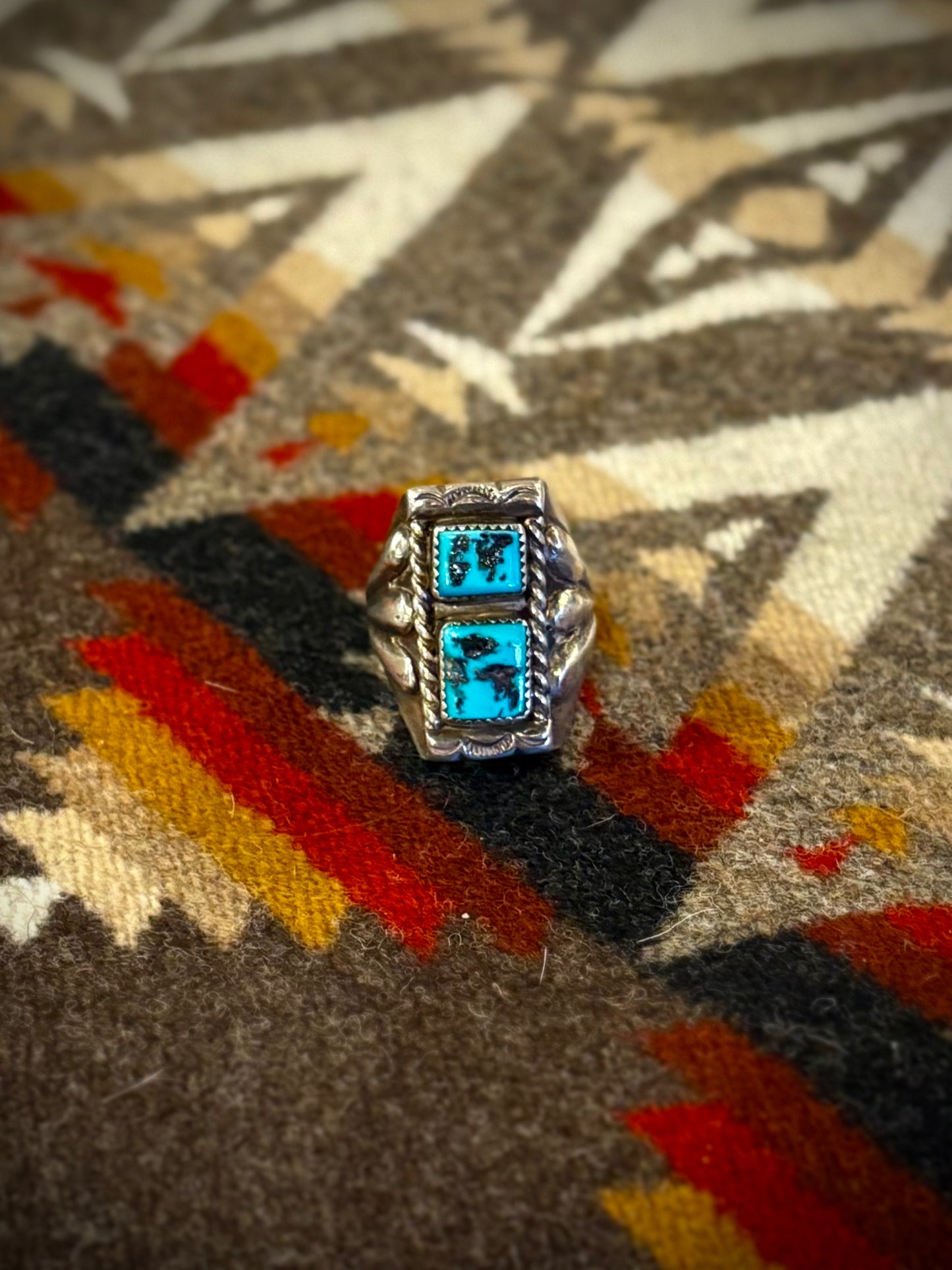 Vintage Two Stack Kingman Turquoise Ring