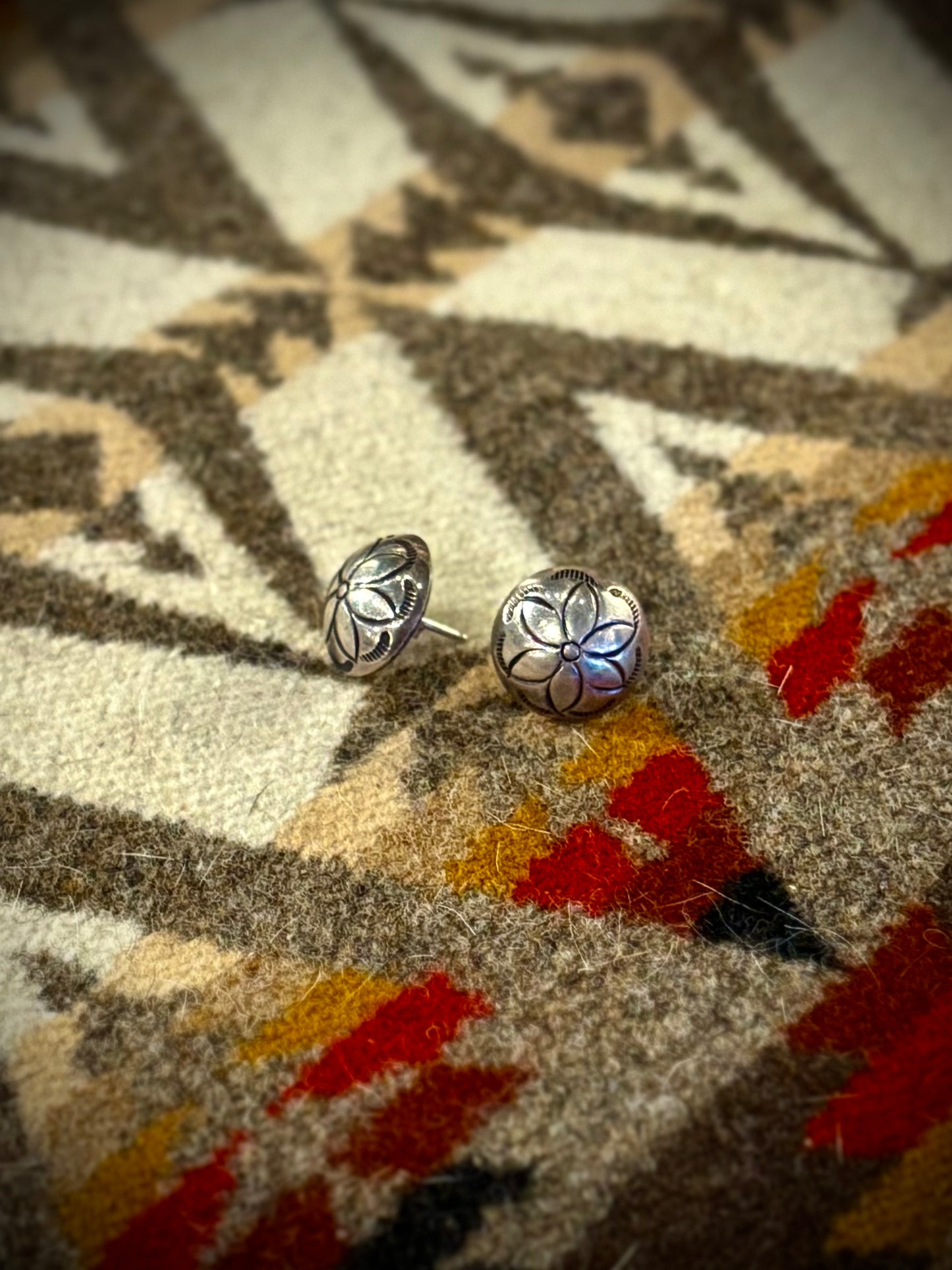 Sterling Button Concho Earrings