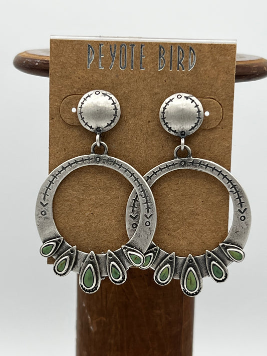Earrings- Sterling Silver and Turquoise Circle