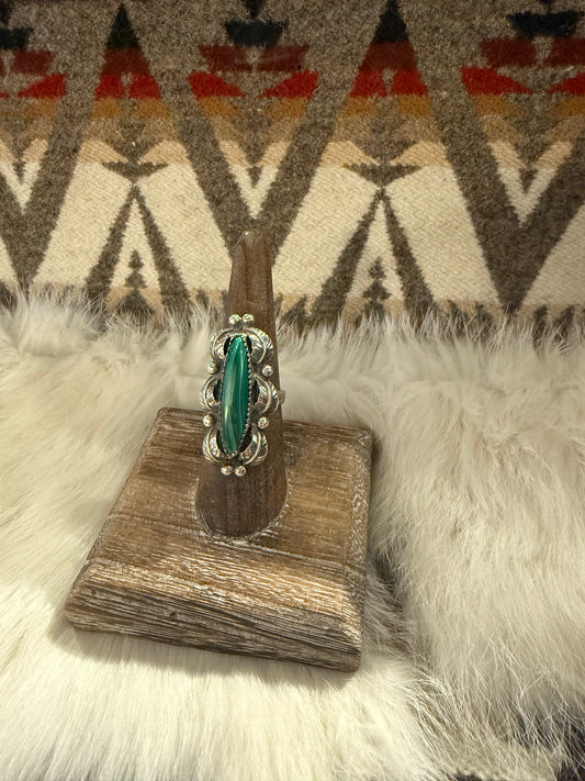 Ring- Vintage Navajo Malachite and Sterling Silver