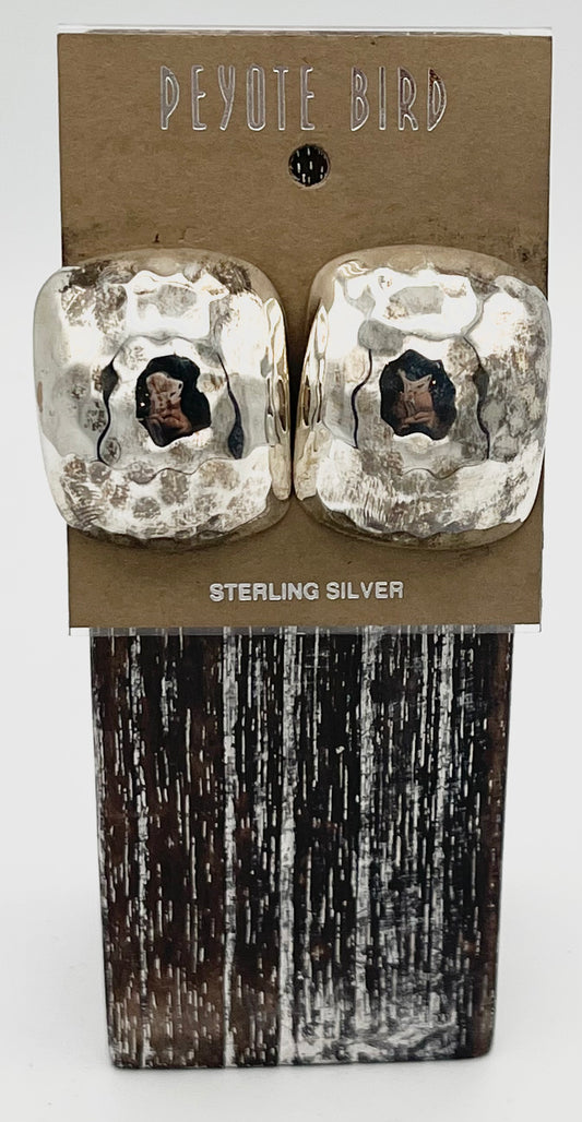 Large Hammered Sterling Silver Clip-on Earrings