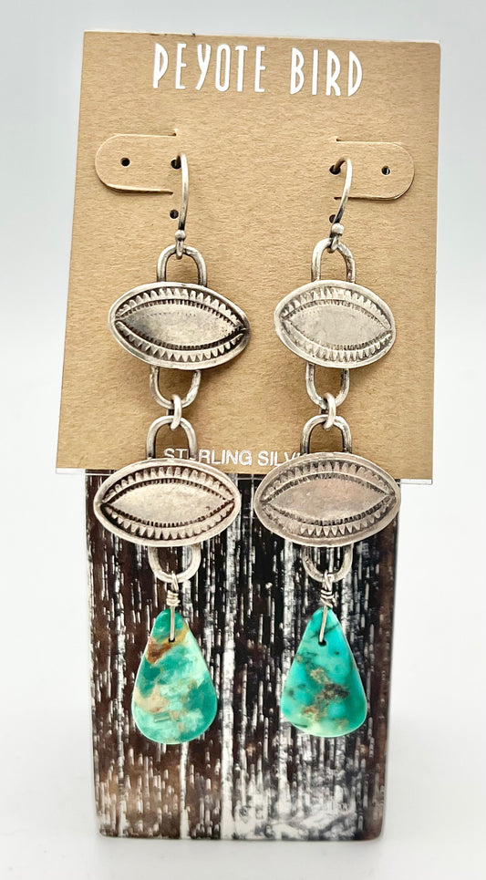 Earrings- Sterling Silver Eye with Turquoise Chunk