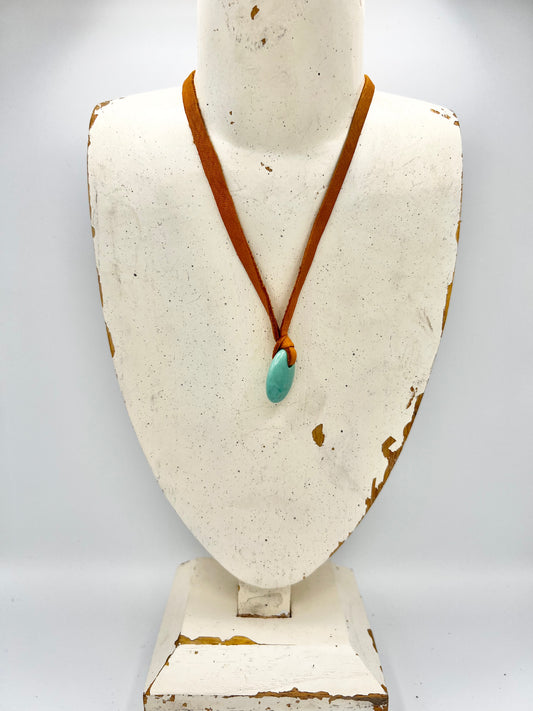 Jennifer Medina Turquoise Necklace with Leather strap