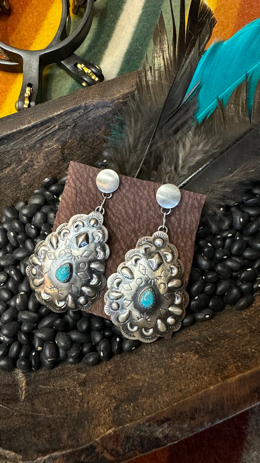 Earrings- Teardrop Concho
