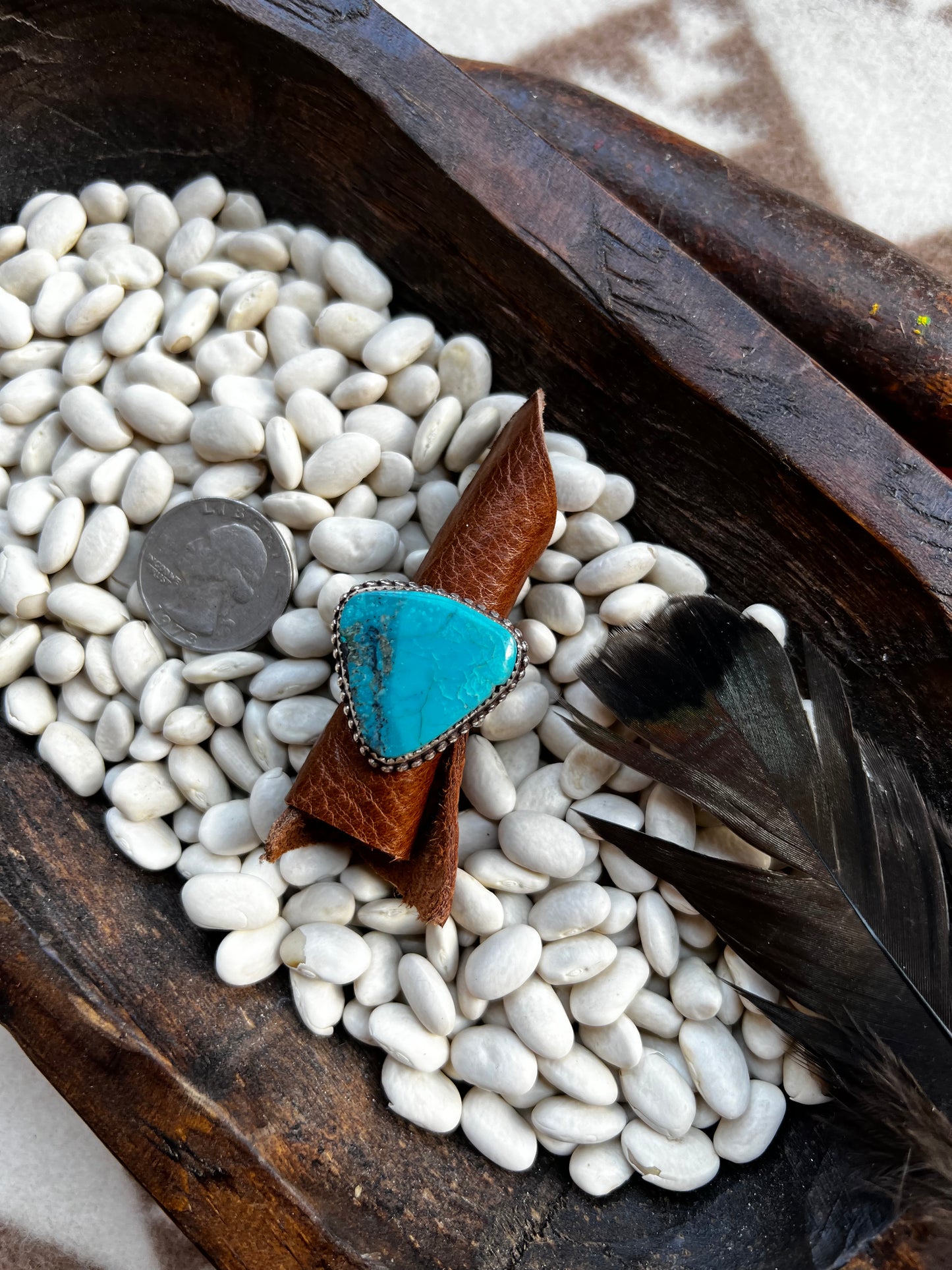 Large Triangle Turquoise Ring- Size 7