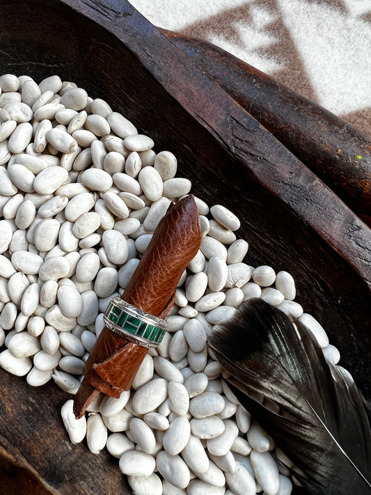 Sterling Silver ring with Malachite Inlay