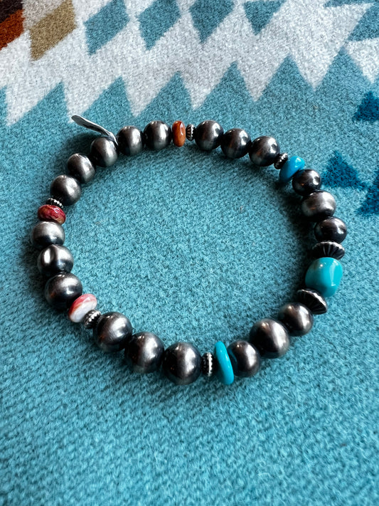 Lisa Chavez Navajo Pearl Bracelet with assorted stones