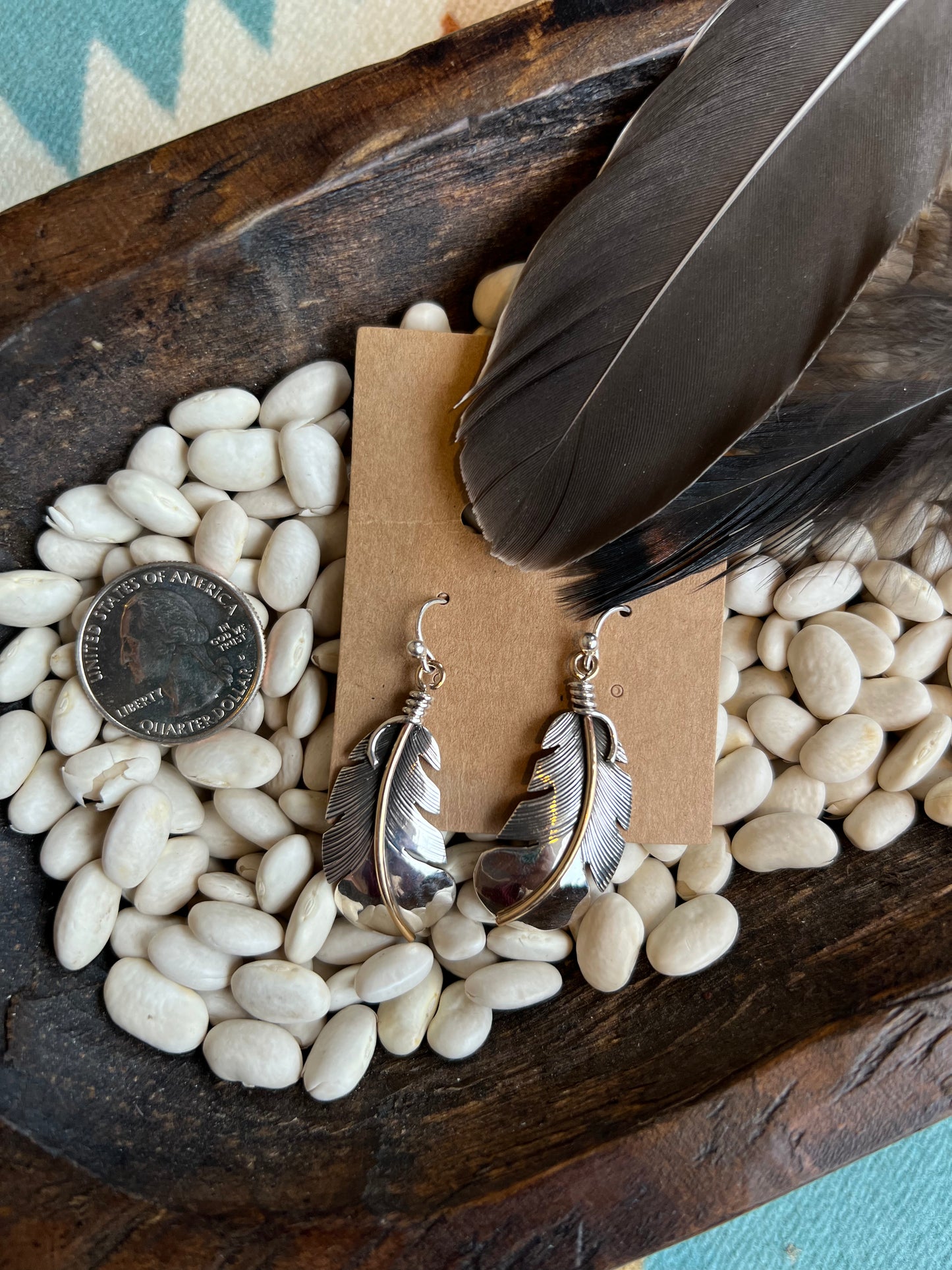 Raymond Cariz Sterling Silver Feather Earrings