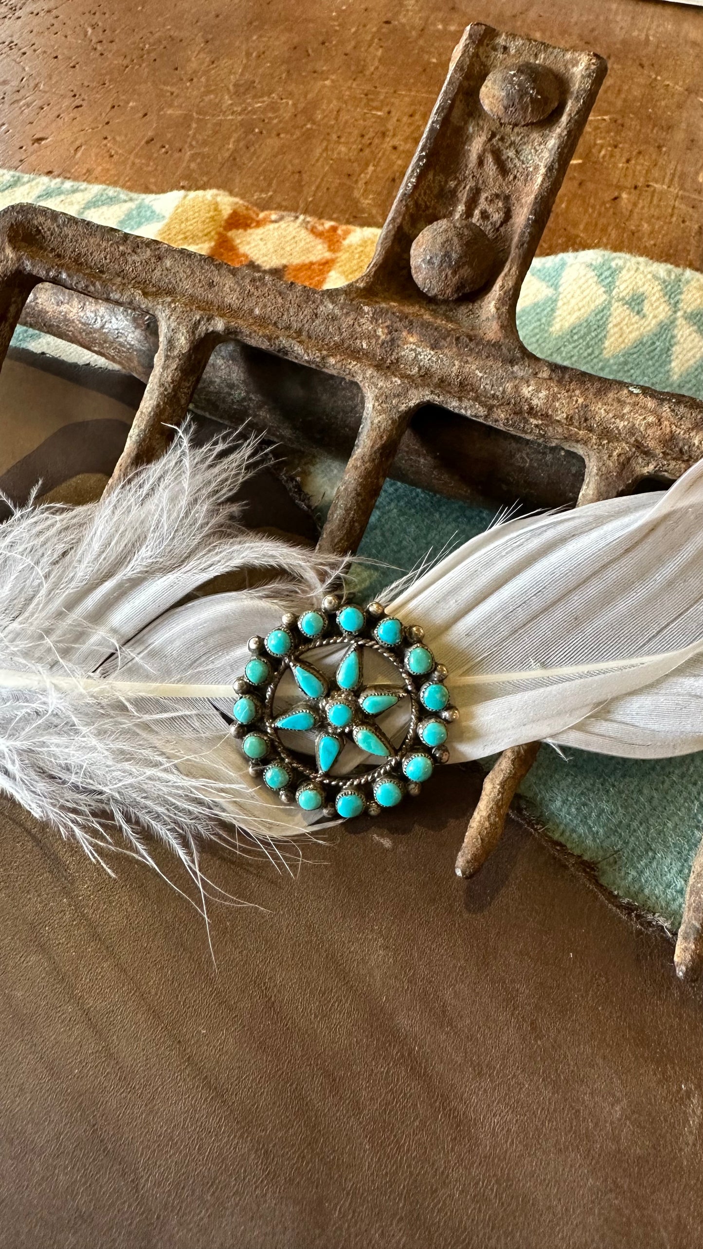 Pin - Vintage Zuni Point Turquoise