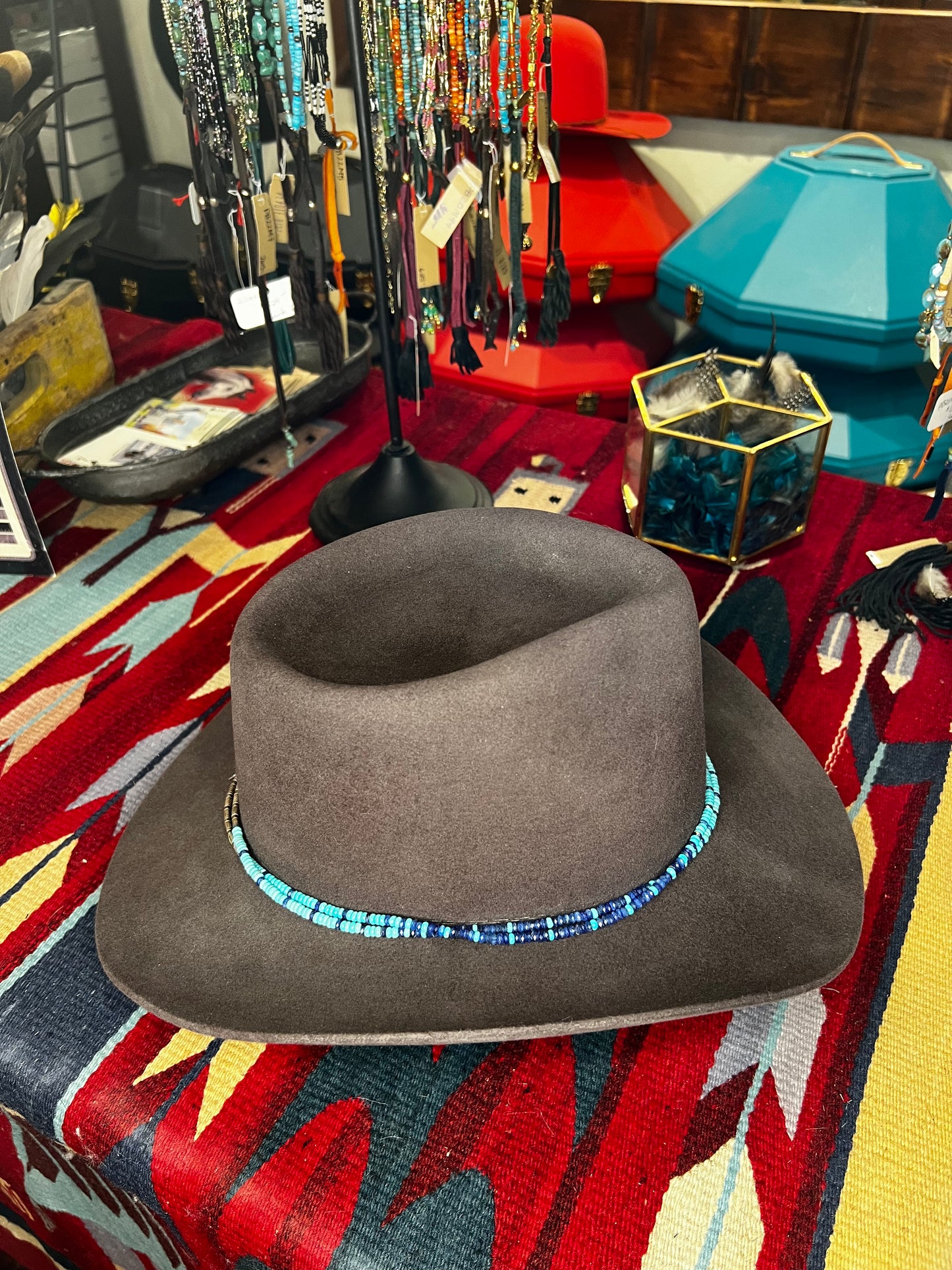 Turquoise Lapis Sterling Bead Hat Band