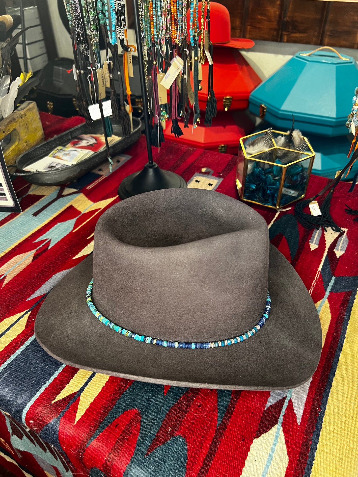 Chunk Cut Turquoise Blue Hat Band