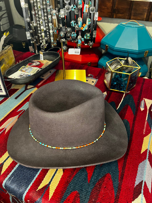 Coral Gold Turquoise Beaded Hat Band