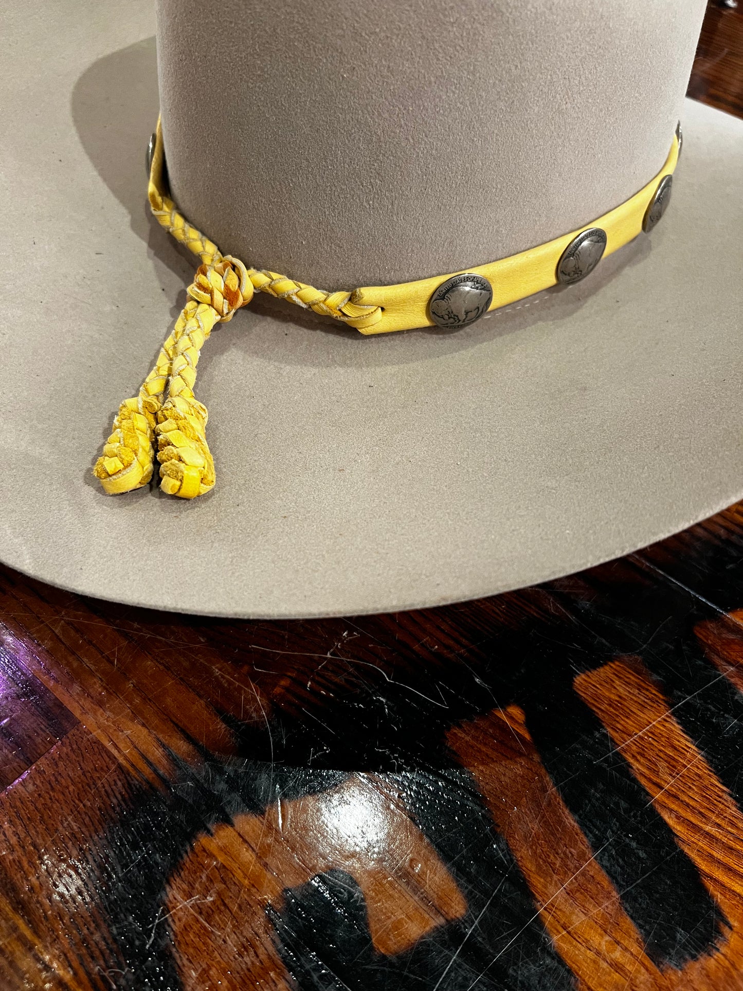 Lampman Buffalo Nickel Deer Hide Hat Band
